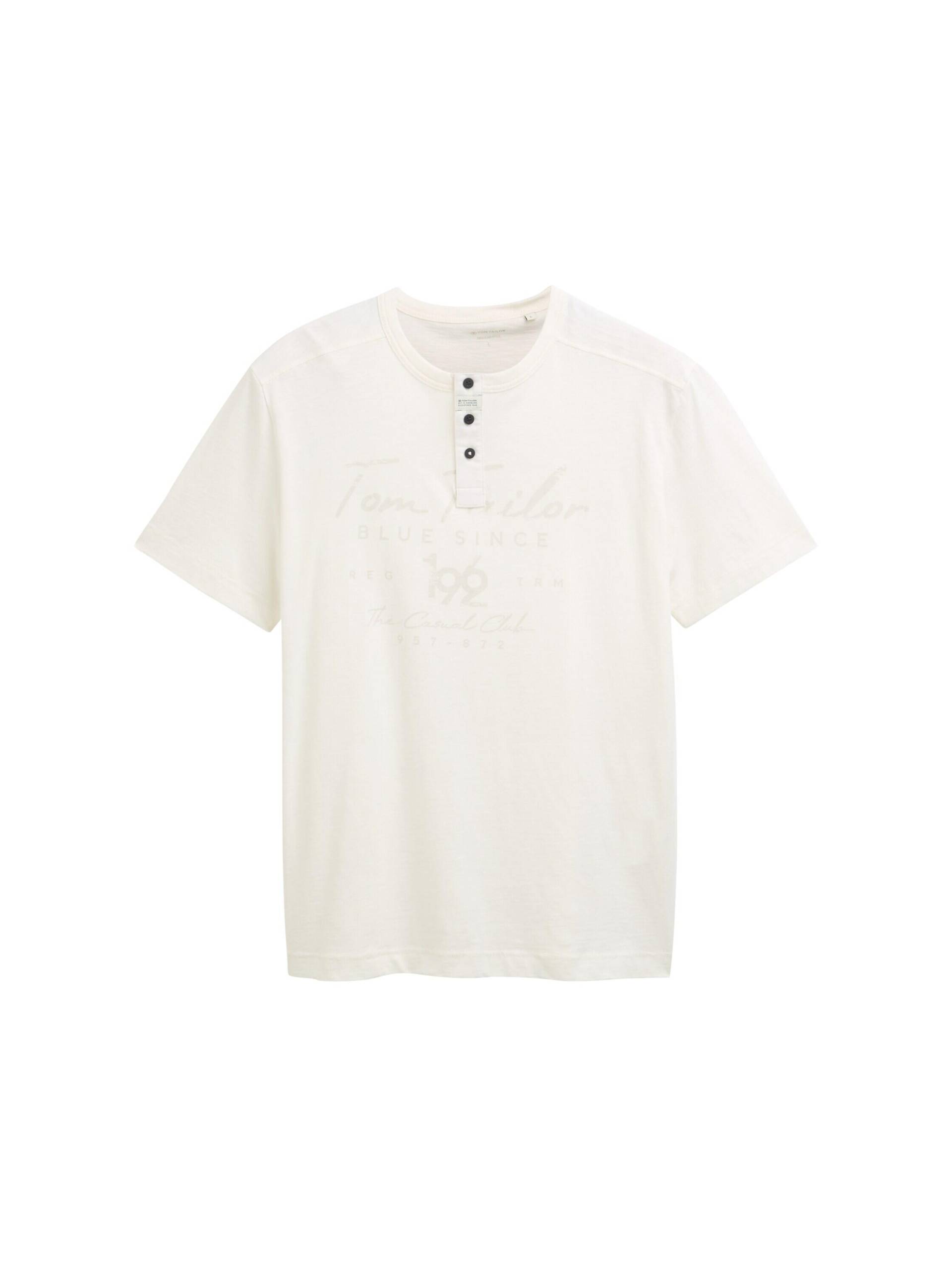 Tom Tailor - Henley T-Shirt mit Print off white - Gr. - M von Tom Tailor