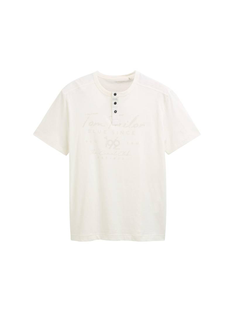 Tom Tailor - Henley T-Shirt mit Print off white - Gr. - M von Tom Tailor