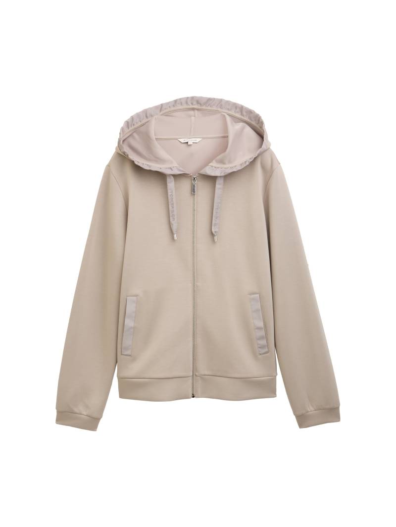 Tom Tailor - Hoodie Sweatjacke aus Scuba soft taupe grey - Gr. - S von Tom Tailor