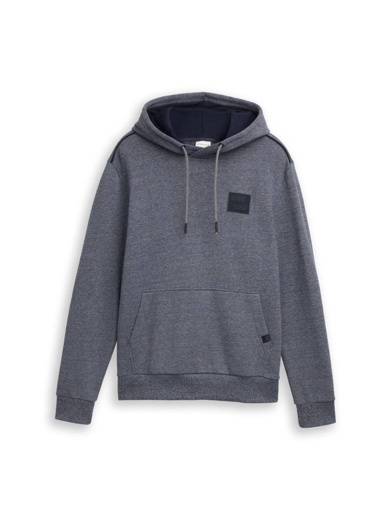 Tom Tailor - Hoodie Sweatshirt mit Logo-Badge navy grindle structure - Gr. - L von Tom Tailor