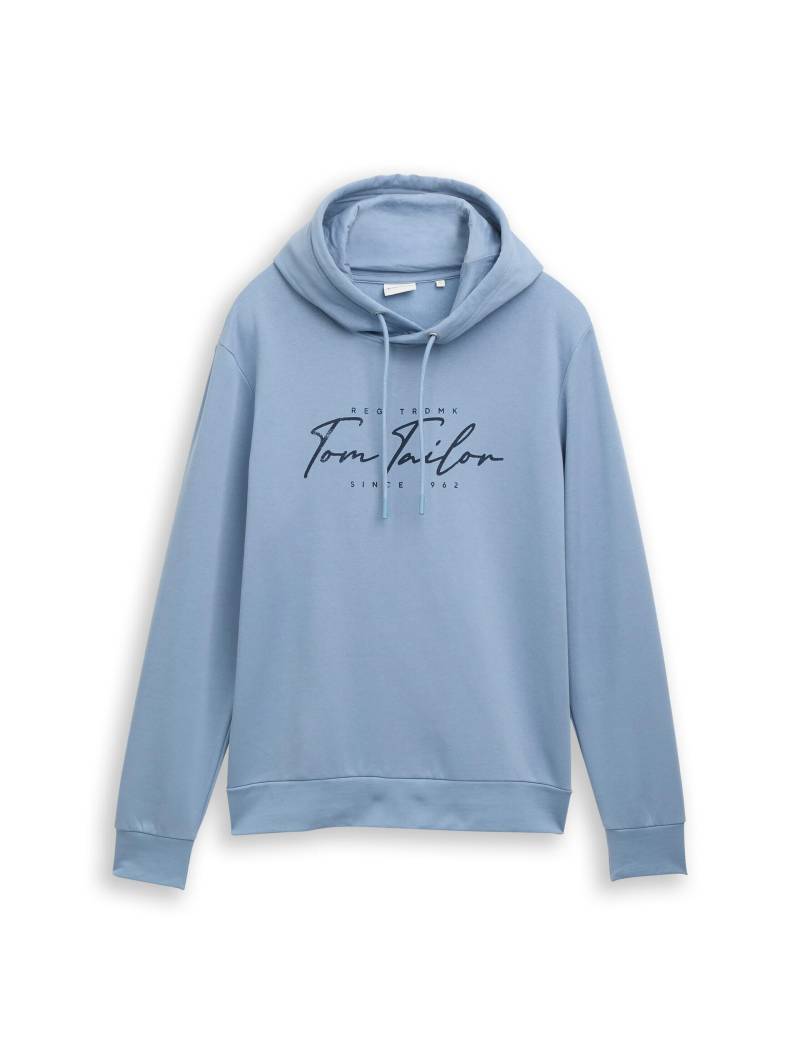 Tom Tailor - Hoodie Sweatshirt mit Logo-Print faded denim blue - Gr. - XXL von Tom Tailor