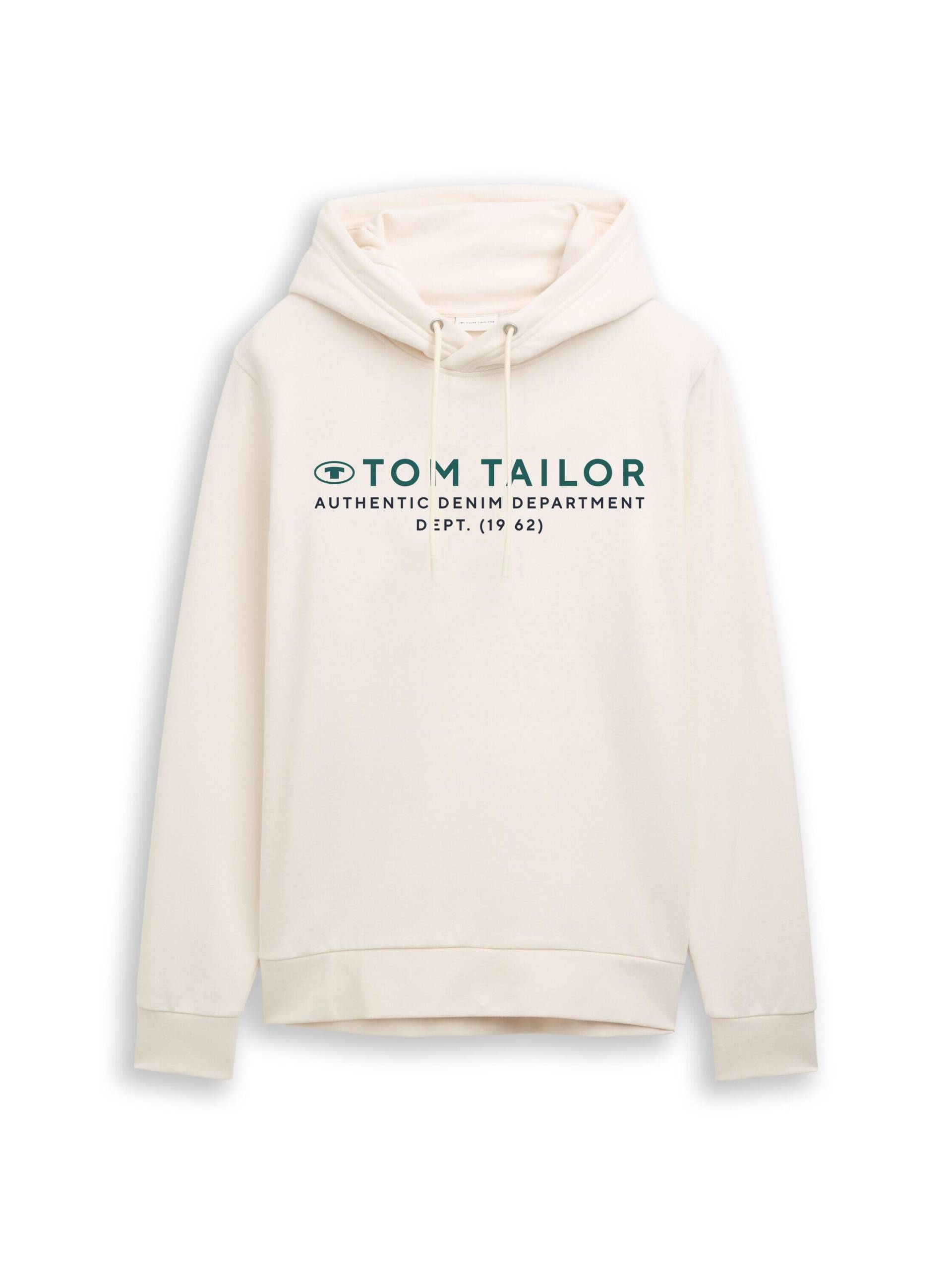 Tom Tailor - Hoodie Sweatshirt mit Logo-Print gardenia white - Gr. - S von Tom Tailor