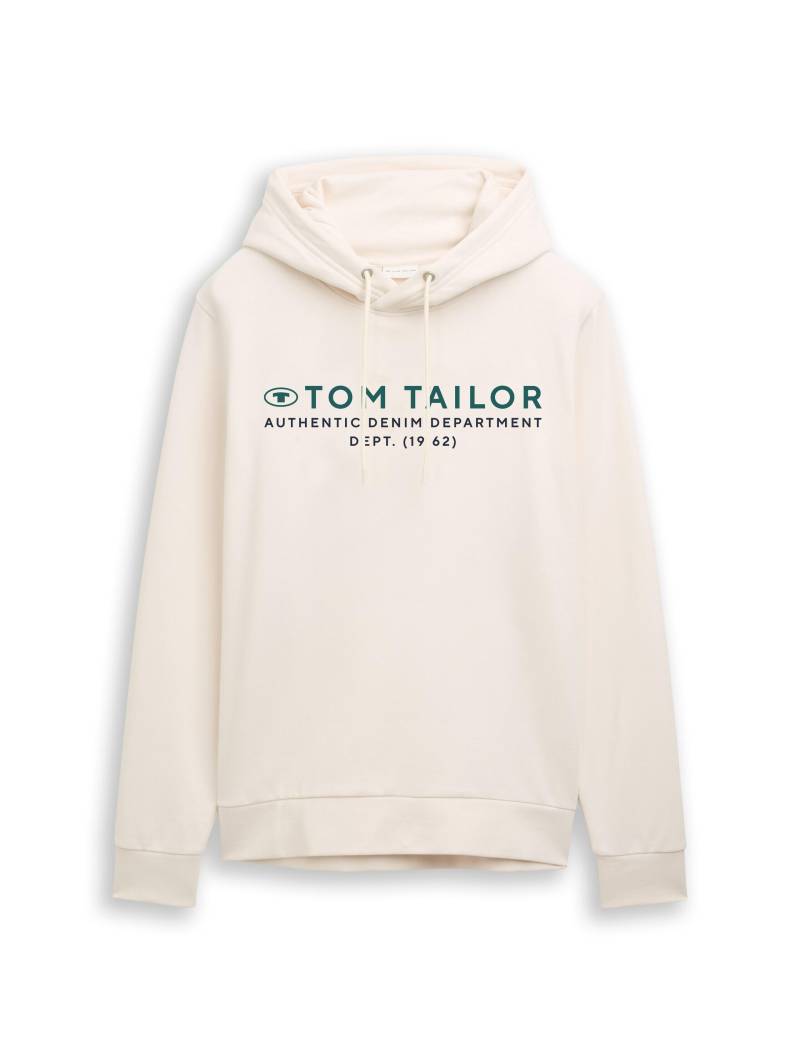 Tom Tailor - Hoodie Sweatshirt mit Logo-Print gardenia white - Gr. - S von Tom Tailor