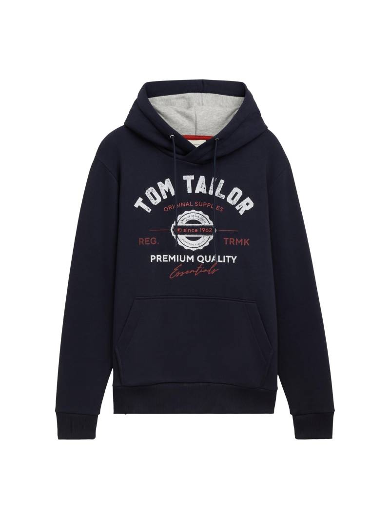 Tom Tailor - Hoodie Sweatshirt mit Logo-Print sky captain blue - Gr. - S von Tom Tailor