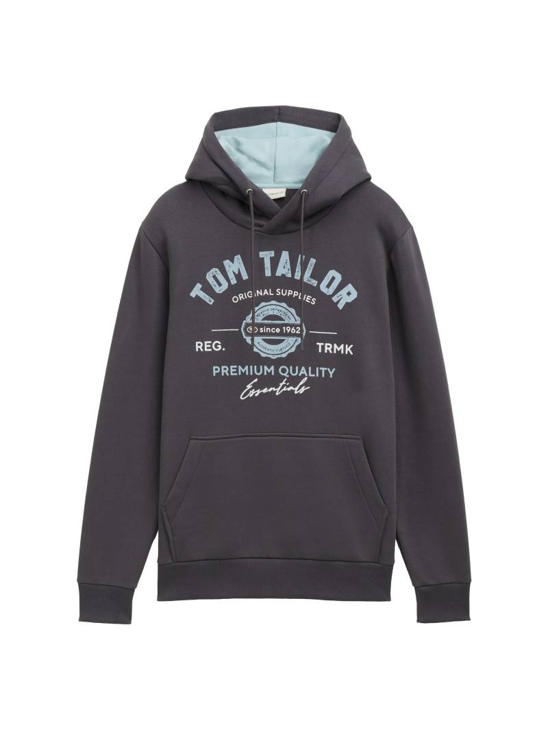 Tom Tailor - Hoodie Sweatshirt mit Logo-Print tarmac grey - Gr. - XXXL von Tom Tailor