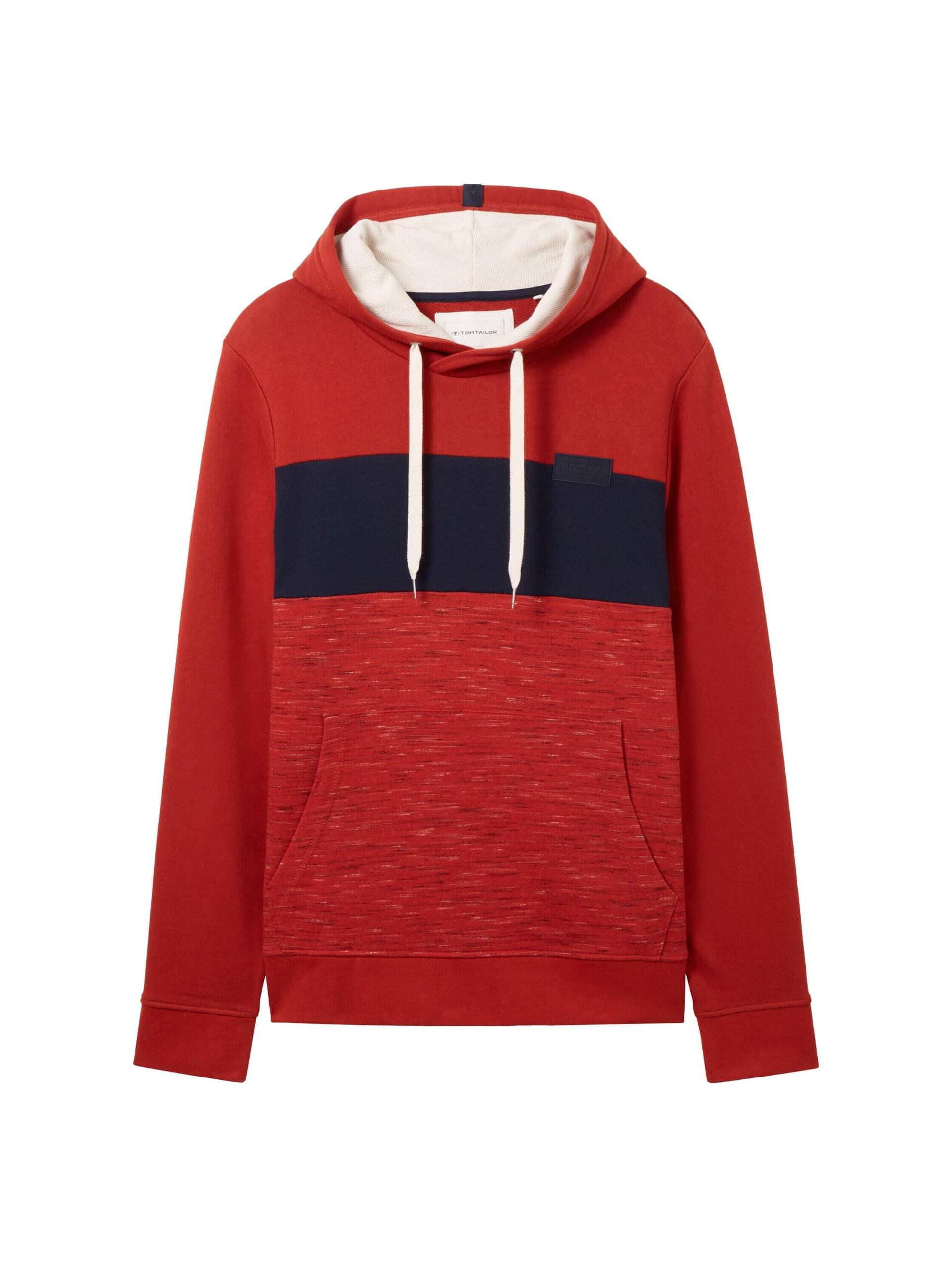 Tom Tailor - Hoodie mit Color Blocking velvet red soft spacedye - Gr. - S von Tom Tailor