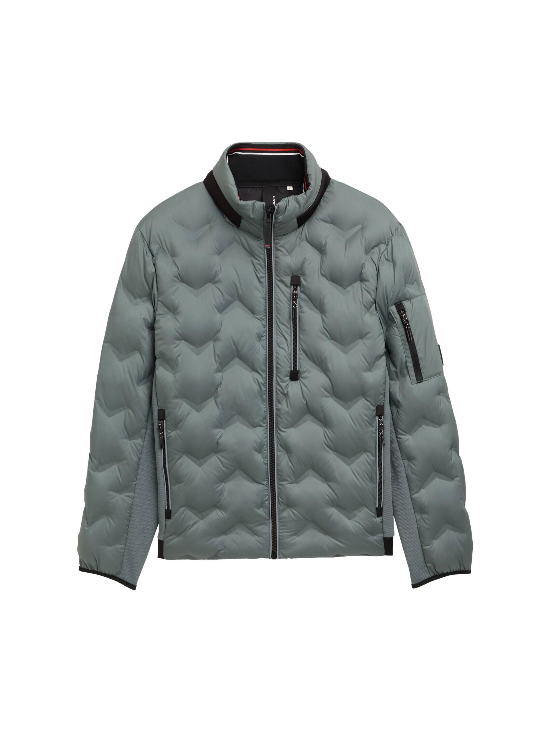 Tom Tailor - Hybrid Steppjacke mit verstaubarer Kapuze washed jasper green - Gr. - S von Tom Tailor