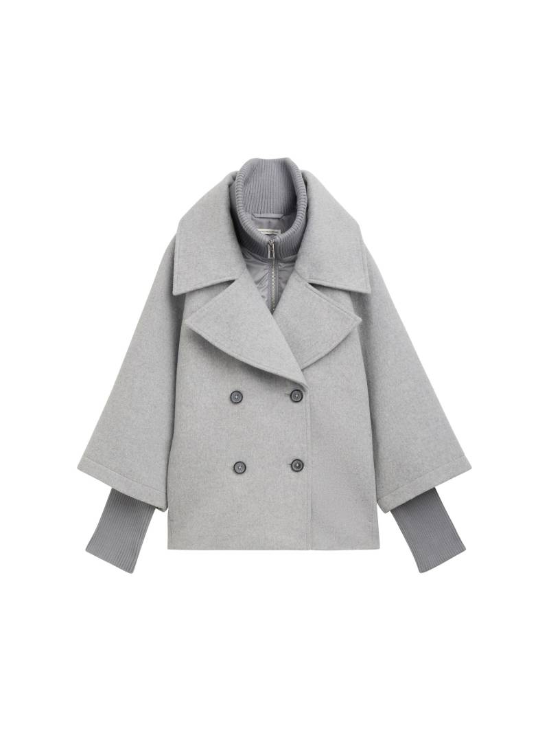 Tom Tailor - Jacke im 2-in-1-Look mit Wollanteil medium silver grey melange - Gr. - XL von Tom Tailor