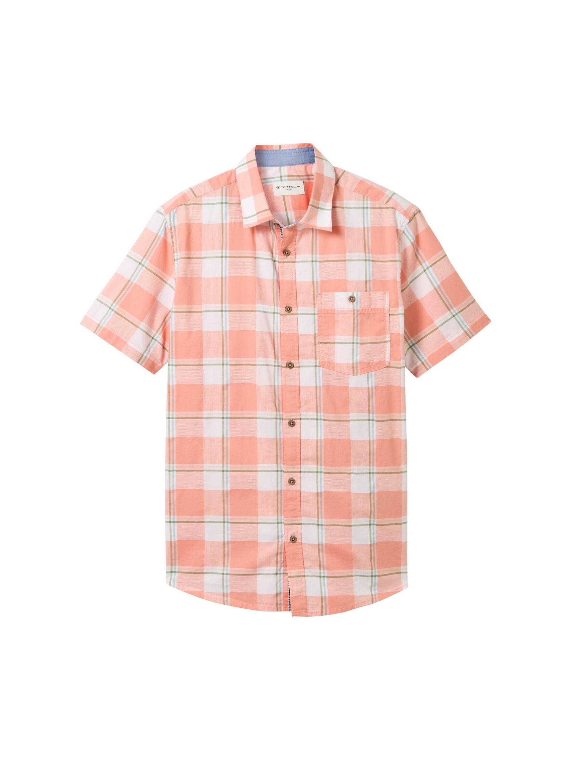 Tom Tailor - Kariertes Kurzarmhemd coral multicol structure check - Gr. - M von Tom Tailor