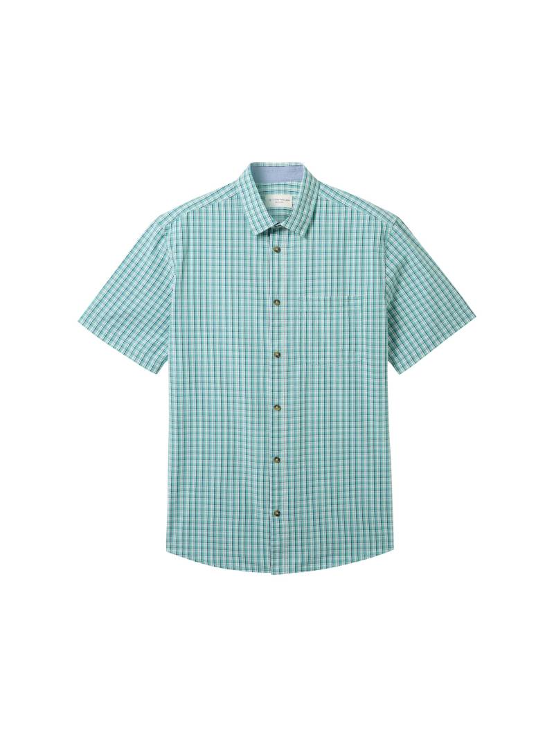 Tom Tailor - Kariertes Kurzarmhemd turquoise white small check - Gr. - M von Tom Tailor