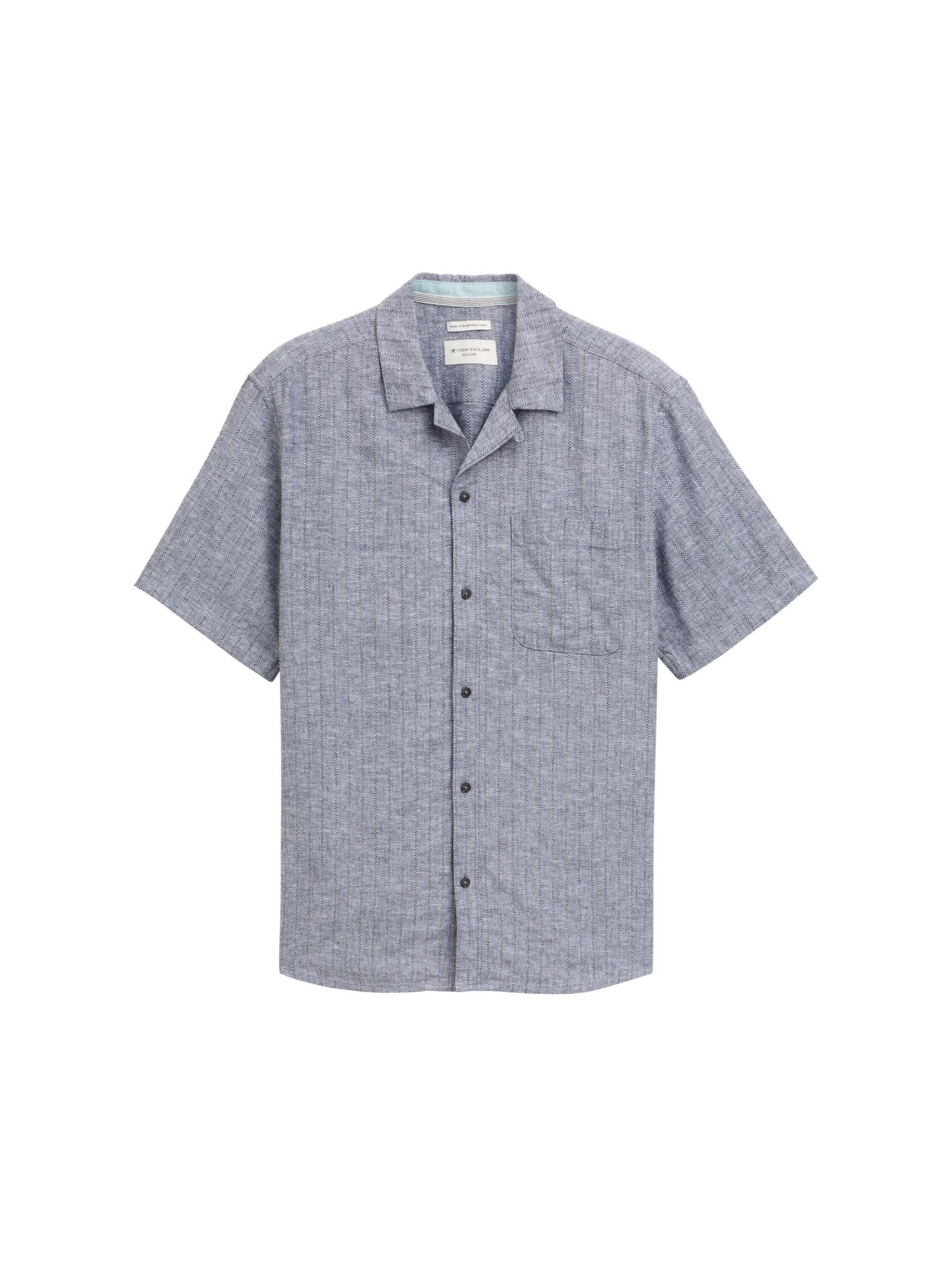 Tom Tailor - Kurzarmhemd mit Leinenanteil navy chambray - Gr. - M von Tom Tailor