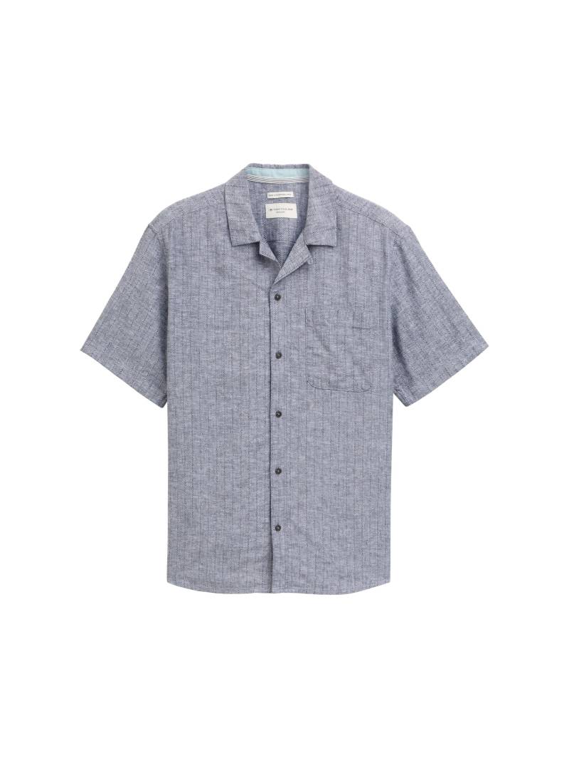 Tom Tailor - Kurzarmhemd mit Leinenanteil navy chambray - Gr. - M von Tom Tailor