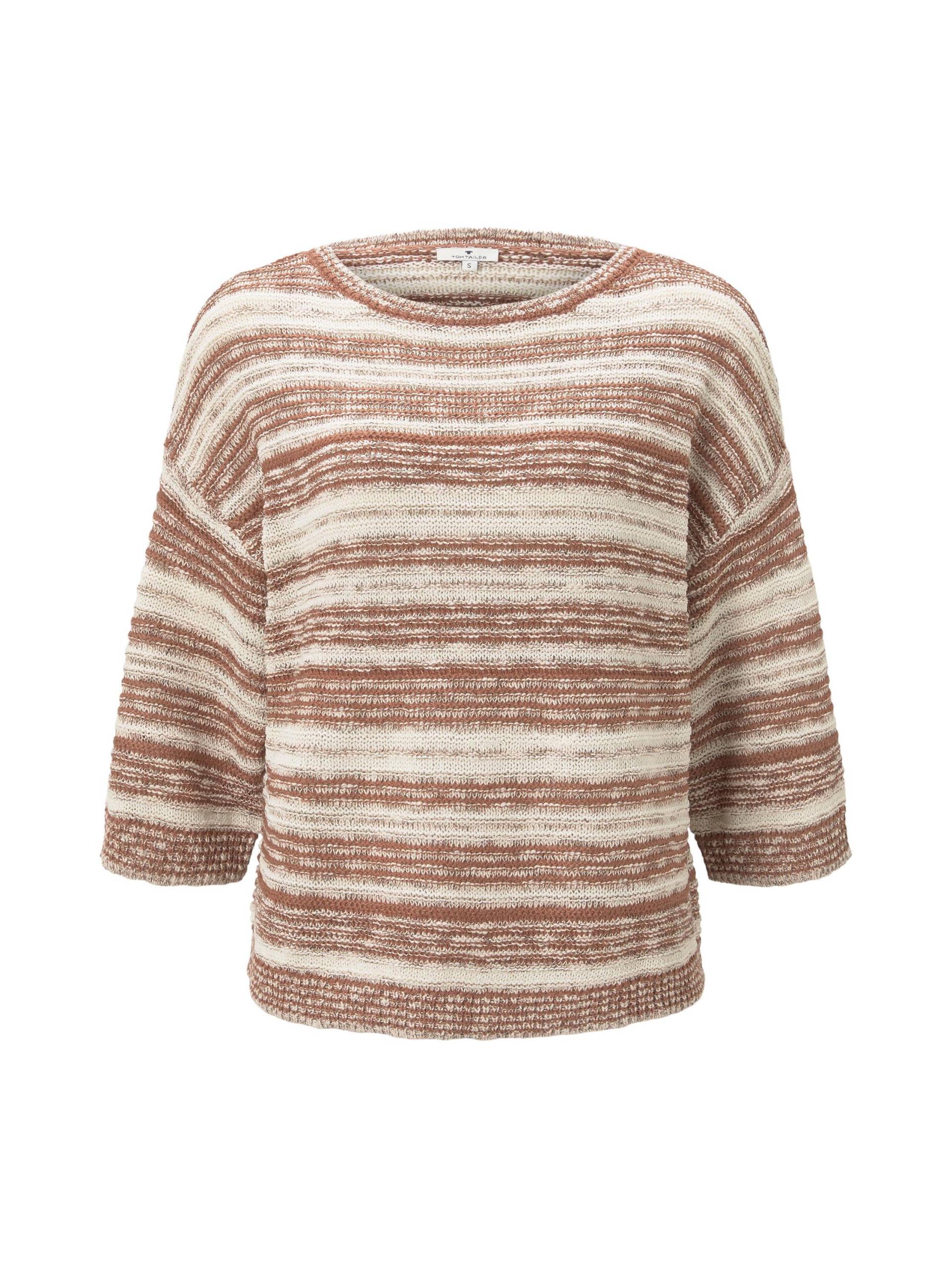 Tom Tailor - Kurzer Pullover in Streifenoptik copper red melange - Gr. - XL von Tom Tailor