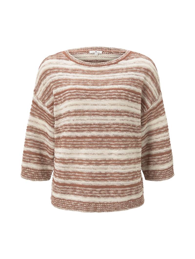 Tom Tailor - Kurzer Pullover in Streifenoptik copper red melange - Gr. - XL von Tom Tailor