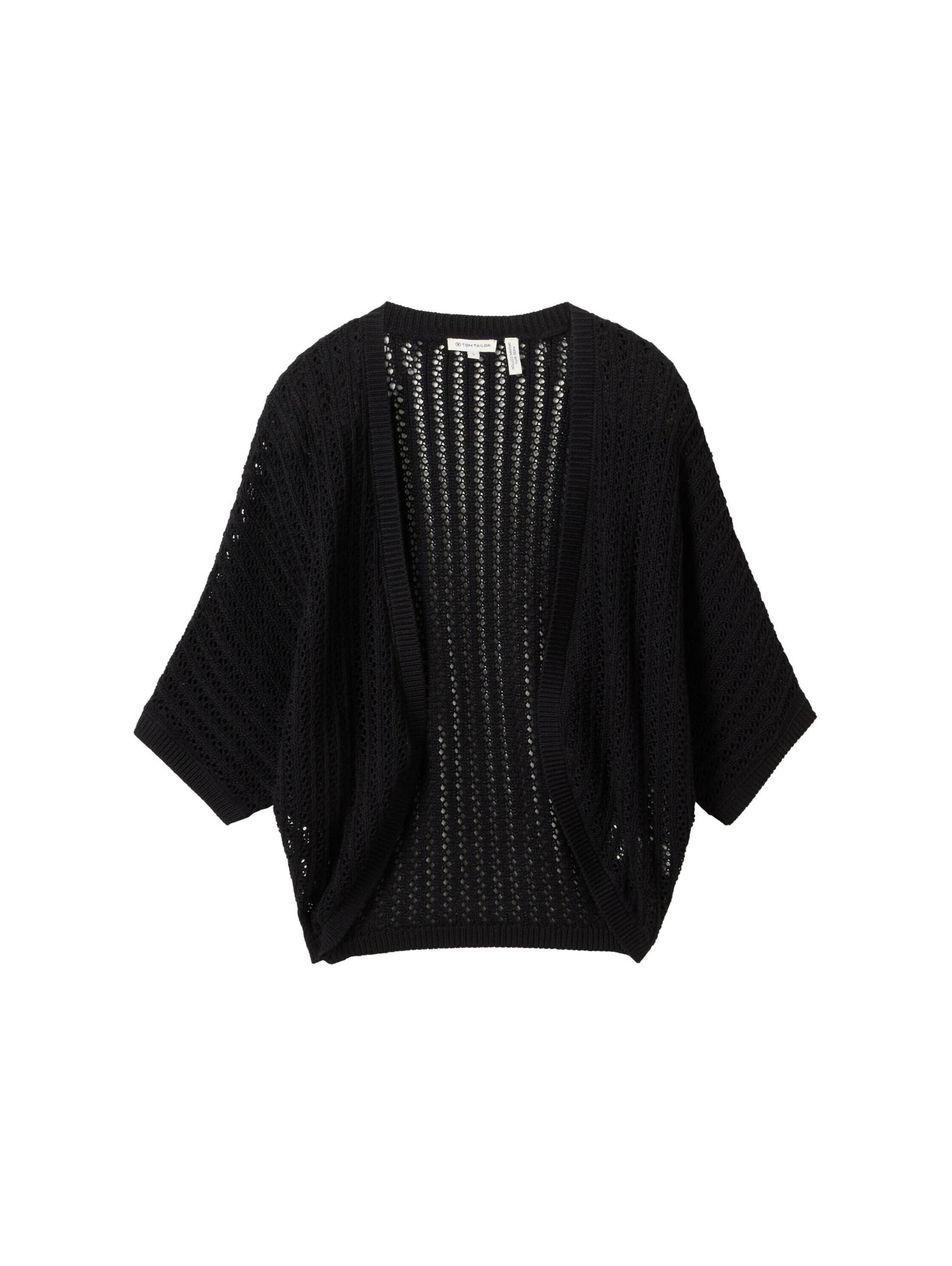 Tom Tailor - Kurzer Strick Cardigan aus Bio-Baumwolle deep black - Gr. - L von Tom Tailor