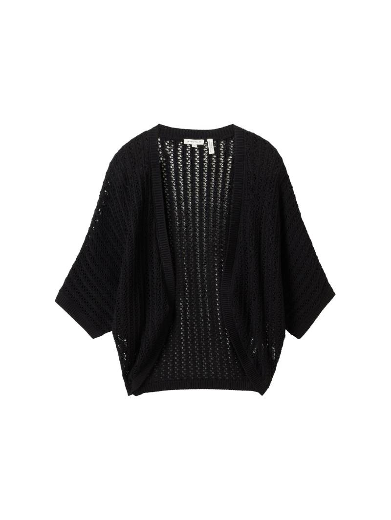 Tom Tailor - Kurzer Strick Cardigan aus Bio-Baumwolle deep black - Gr. - L von Tom Tailor