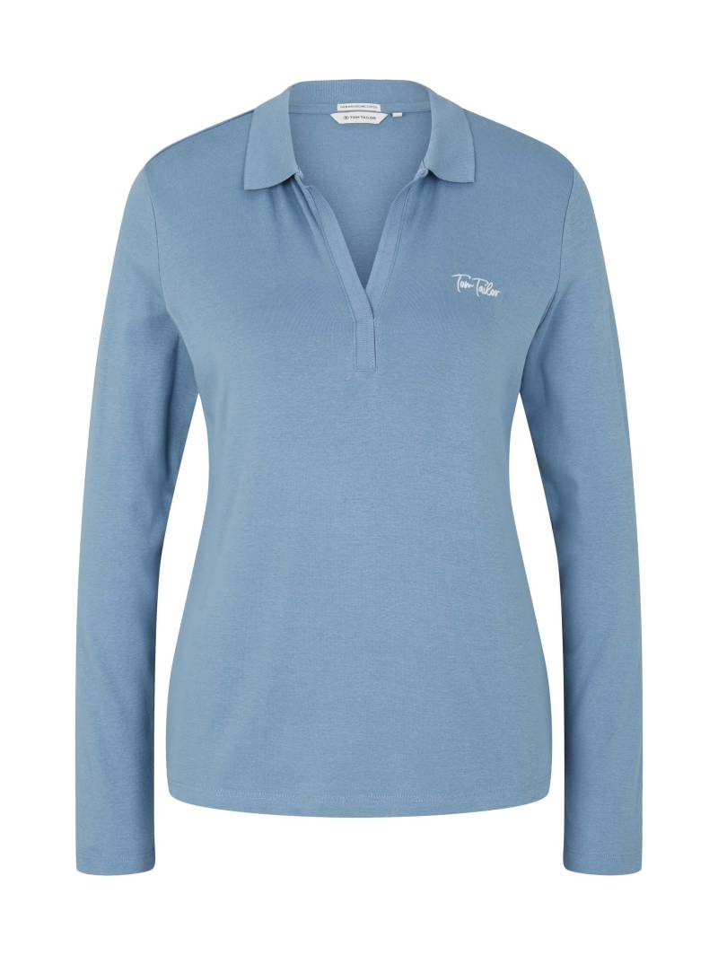 Tom Tailor - Langarm Poloshirt mit Bio-Baumwolle faded denim blue - Gr. - L von Tom Tailor