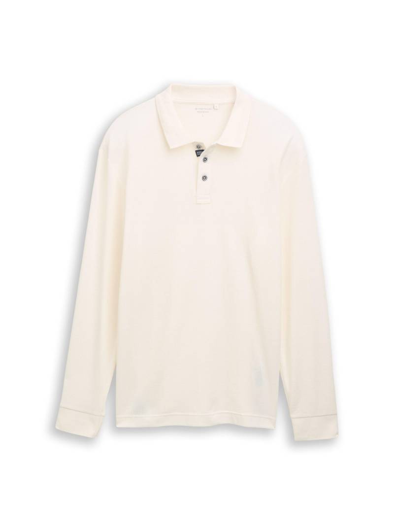 Tom Tailor - Langarm Poloshirt mit Waffelstruktur gardenia white - Gr. - XXL von Tom Tailor