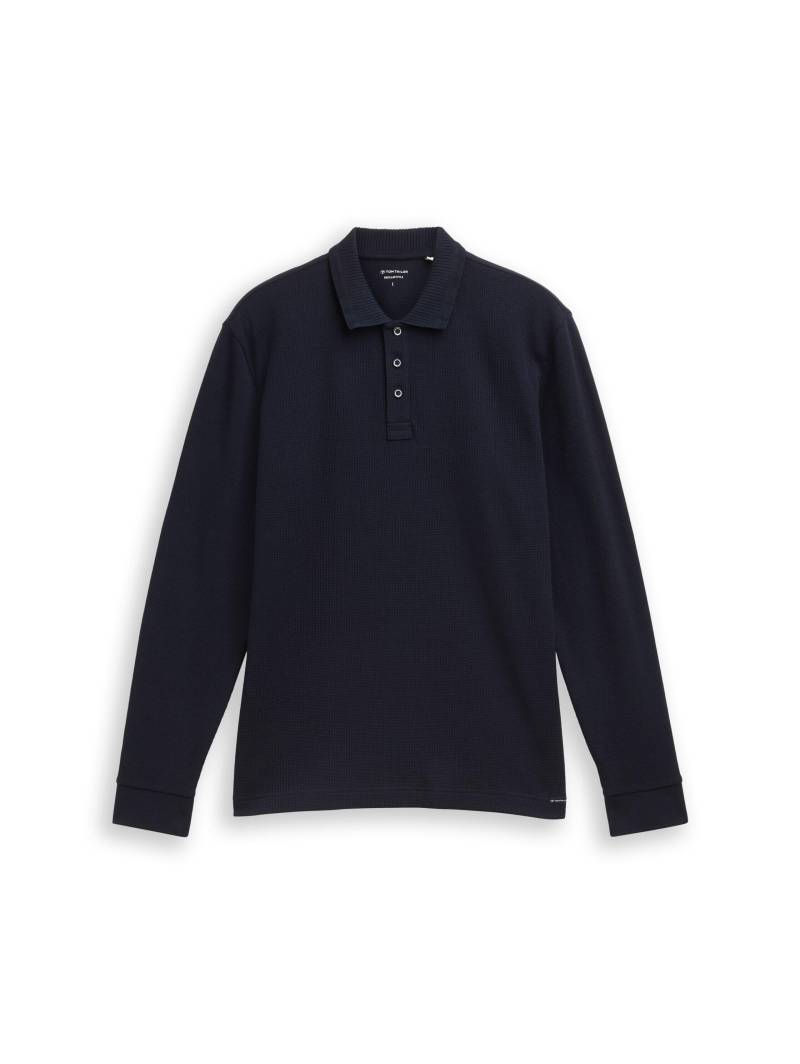Tom Tailor - Langarm Poloshirt mit Waffelstruktur sky captain blue - Gr. - L von Tom Tailor
