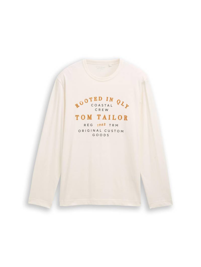 Tom Tailor - Langarmshirt mit Logo-Print gardenia white - Gr. - L von Tom Tailor