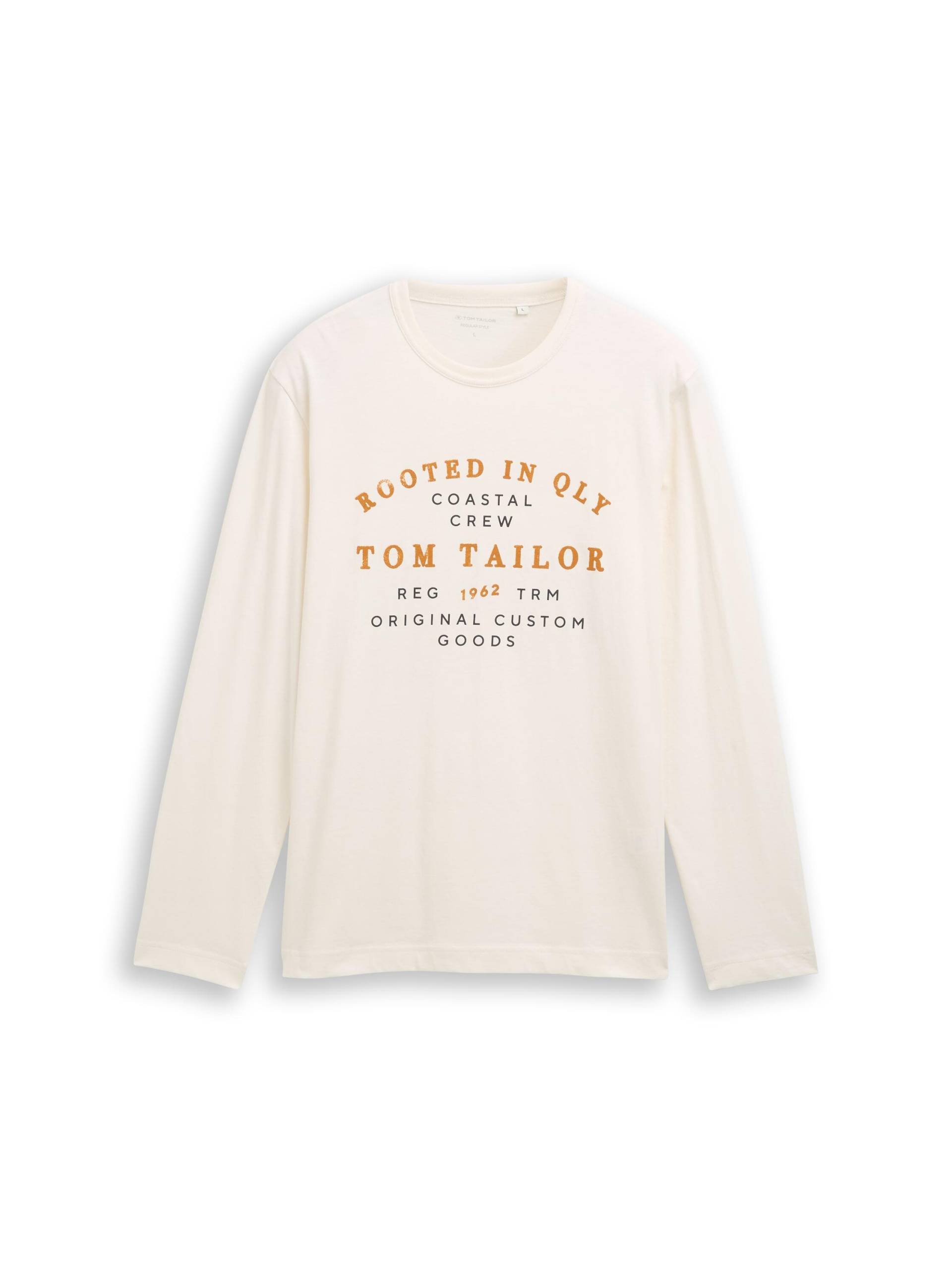 Tom Tailor - Langarmshirt mit Logo-Print gardenia white - Gr. - M von Tom Tailor