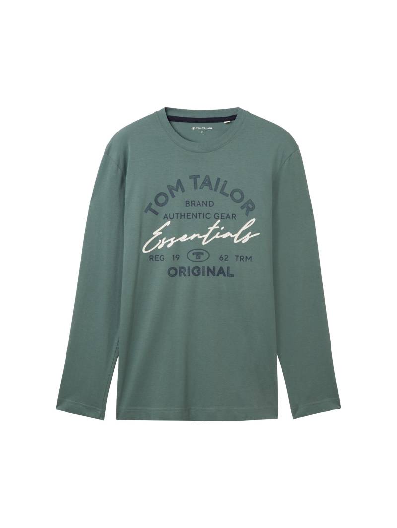Tom Tailor - Langarmshirt mit Logo Print green dust - Gr. - L von Tom Tailor