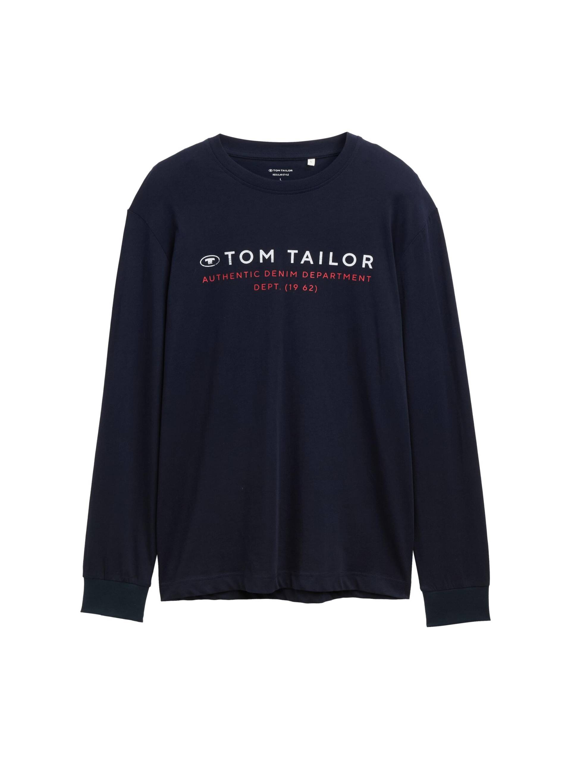 Tom Tailor - Langarmshirt mit Logo-Print sky captain blue - Gr. - L von Tom Tailor
