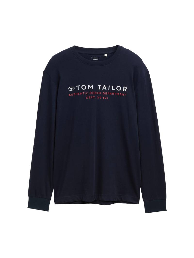 Tom Tailor - Langarmshirt mit Logo-Print sky captain blue - Gr. - XXXL von Tom Tailor