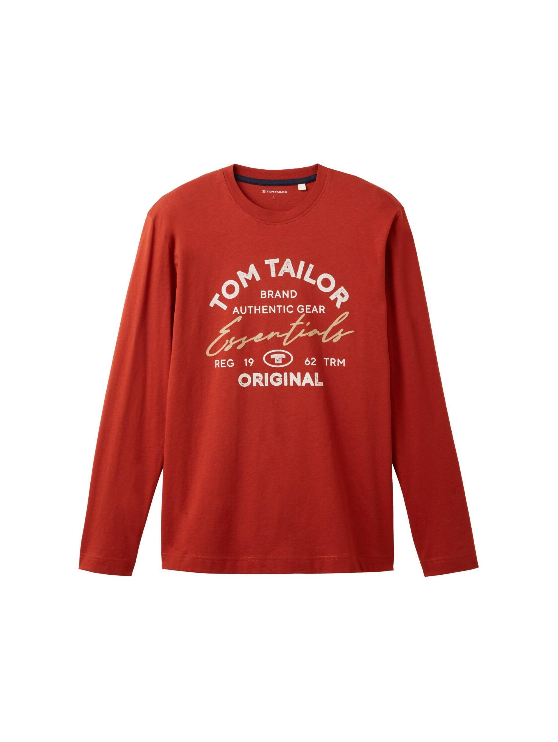 Tom Tailor - Langarmshirt mit Logo Print velvet red - Gr. - L von Tom Tailor
