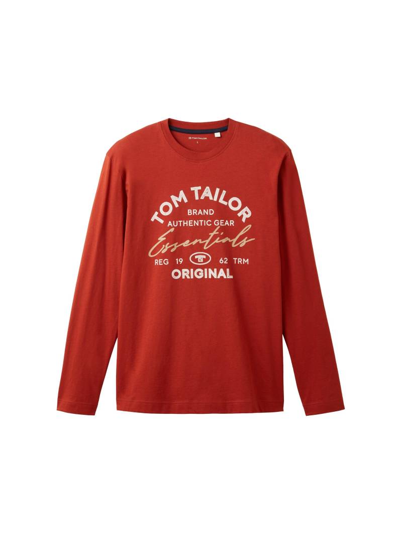 Tom Tailor - Langarmshirt mit Logo Print velvet red - Gr. - XXL von Tom Tailor