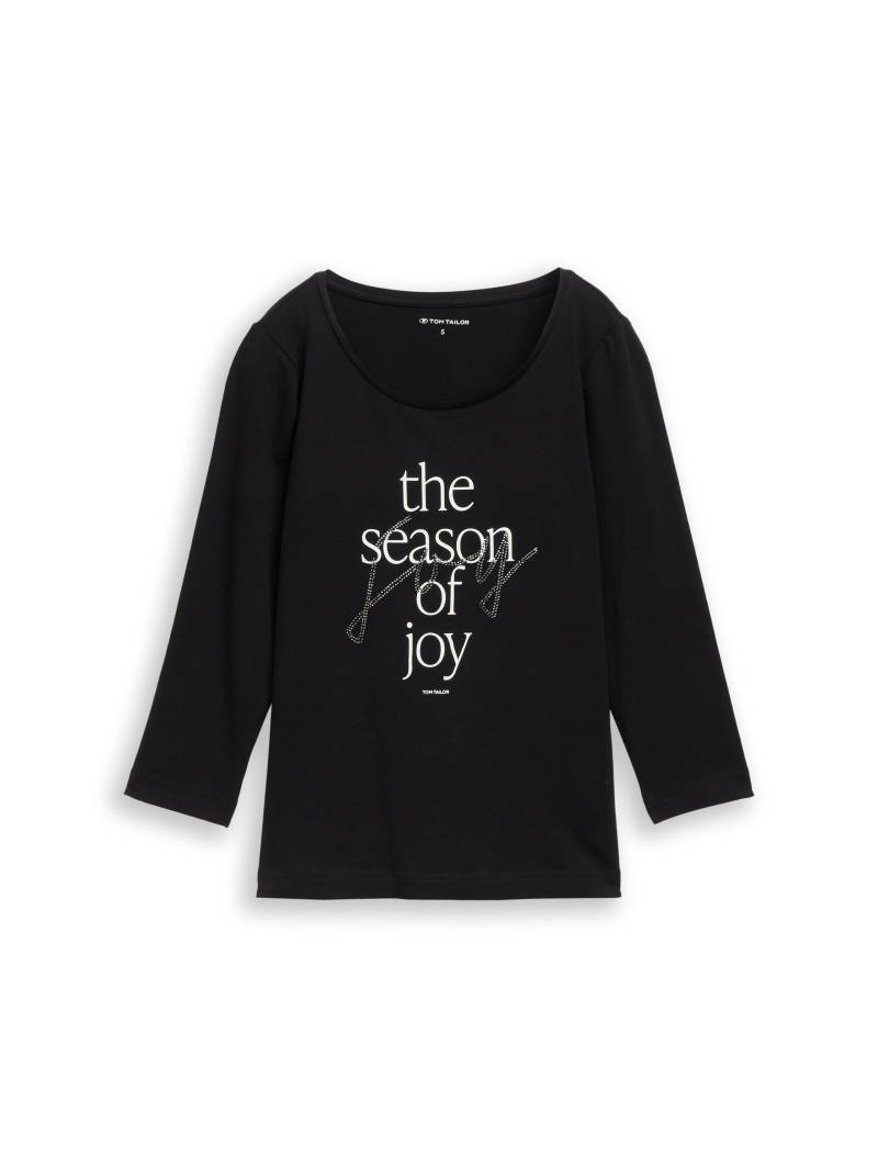 Tom Tailor - Langarmshirt mit Print deep black - Gr. - XL von Tom Tailor