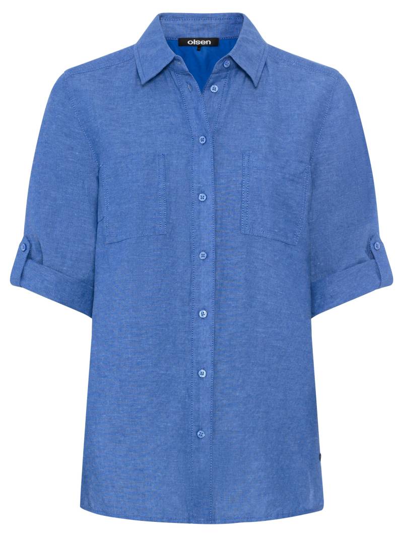 Olsen - Blouse Woven Short Sleeves capri blue mel. - Gr. - 44 von Olsen