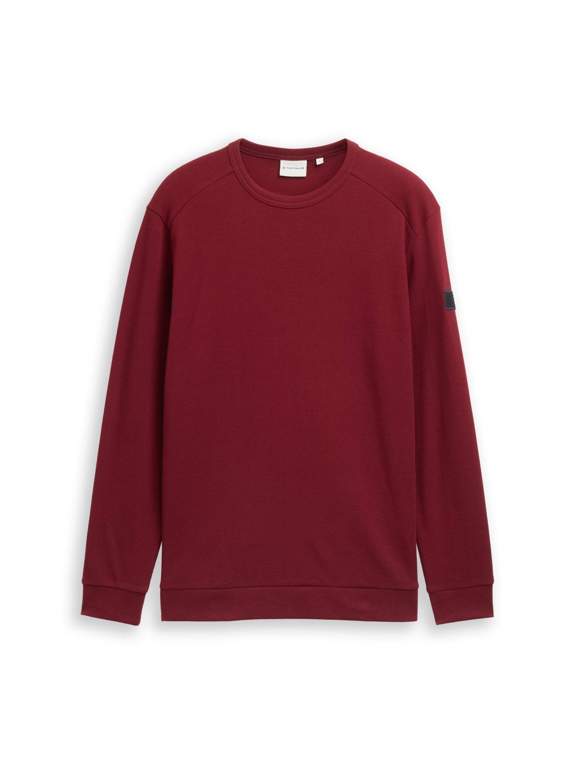Tom Tailor - Langarmshirt mit Waffelstruktur cabarnet bordeaux red - Gr. - L von Tom Tailor