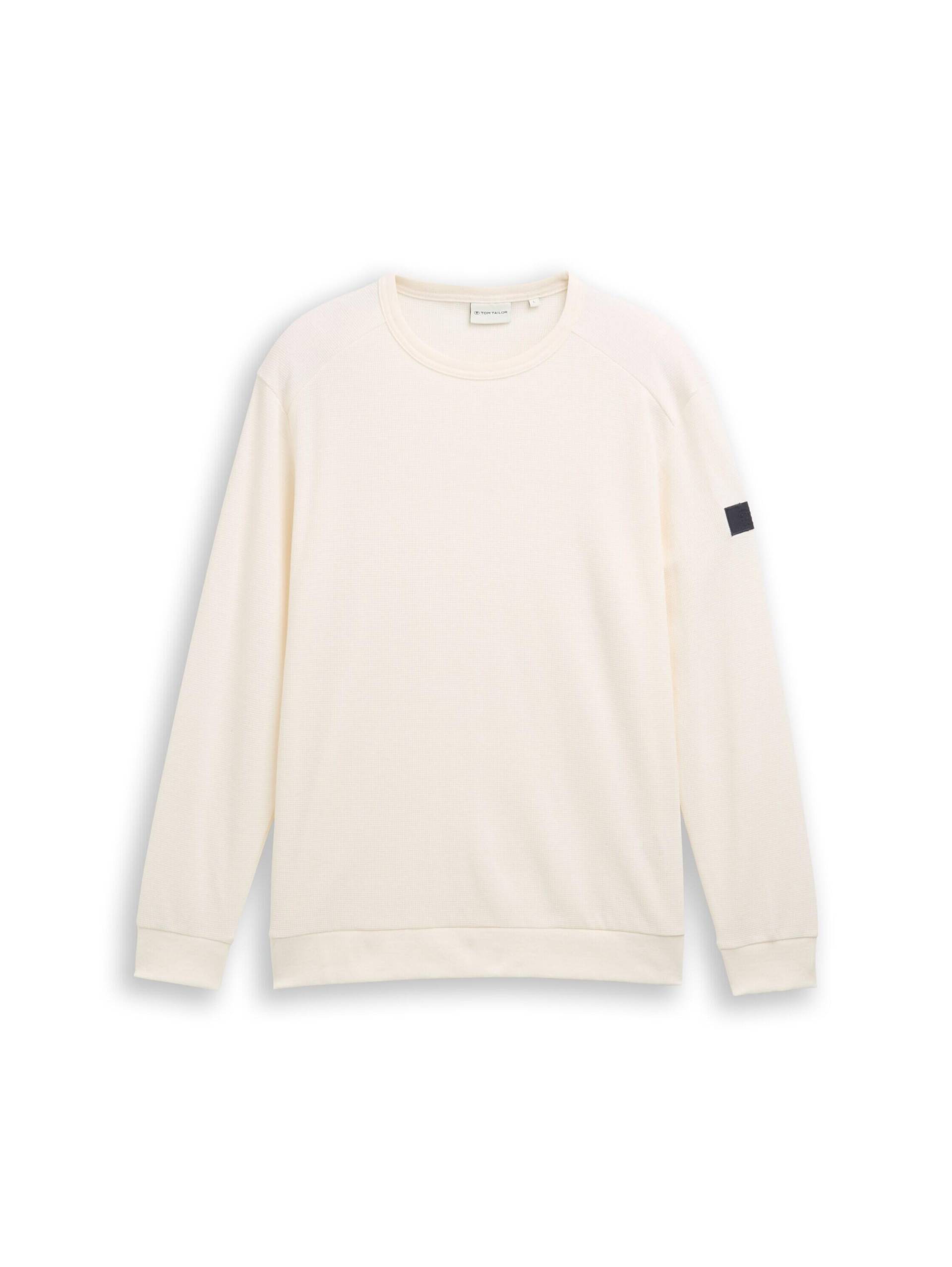 Tom Tailor - Langarmshirt mit Waffelstruktur gardenia white - Gr. - S von Tom Tailor