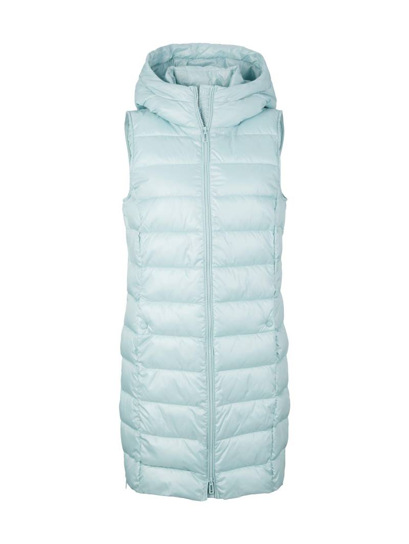 Tom Tailor - Lange Weste mit Kapuze dusty mint blue - Gr. - M von Tom Tailor