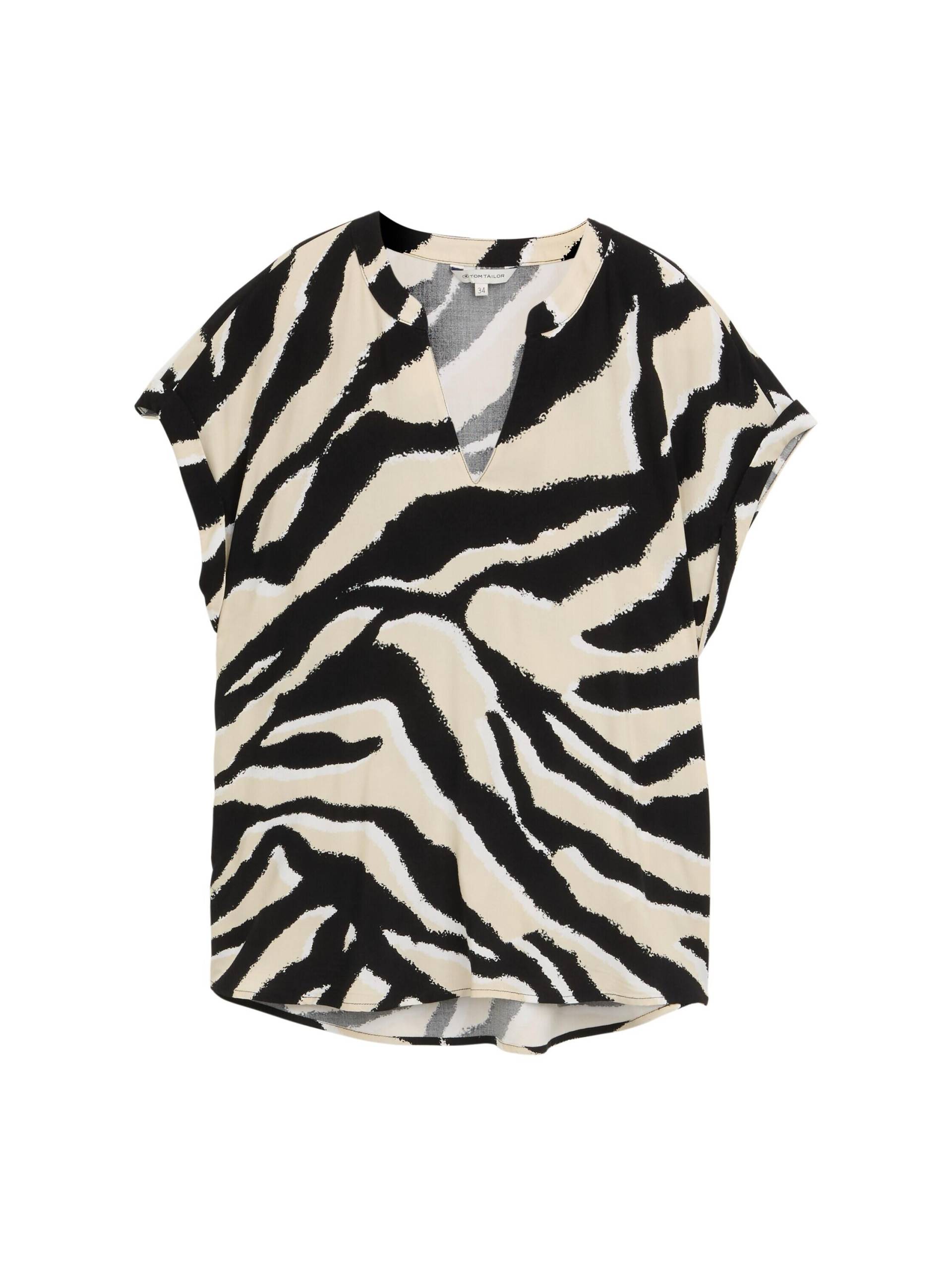 Tom Tailor - Loose Fit Bluse abstract beige zebra - Gr. - 36 von Tom Tailor