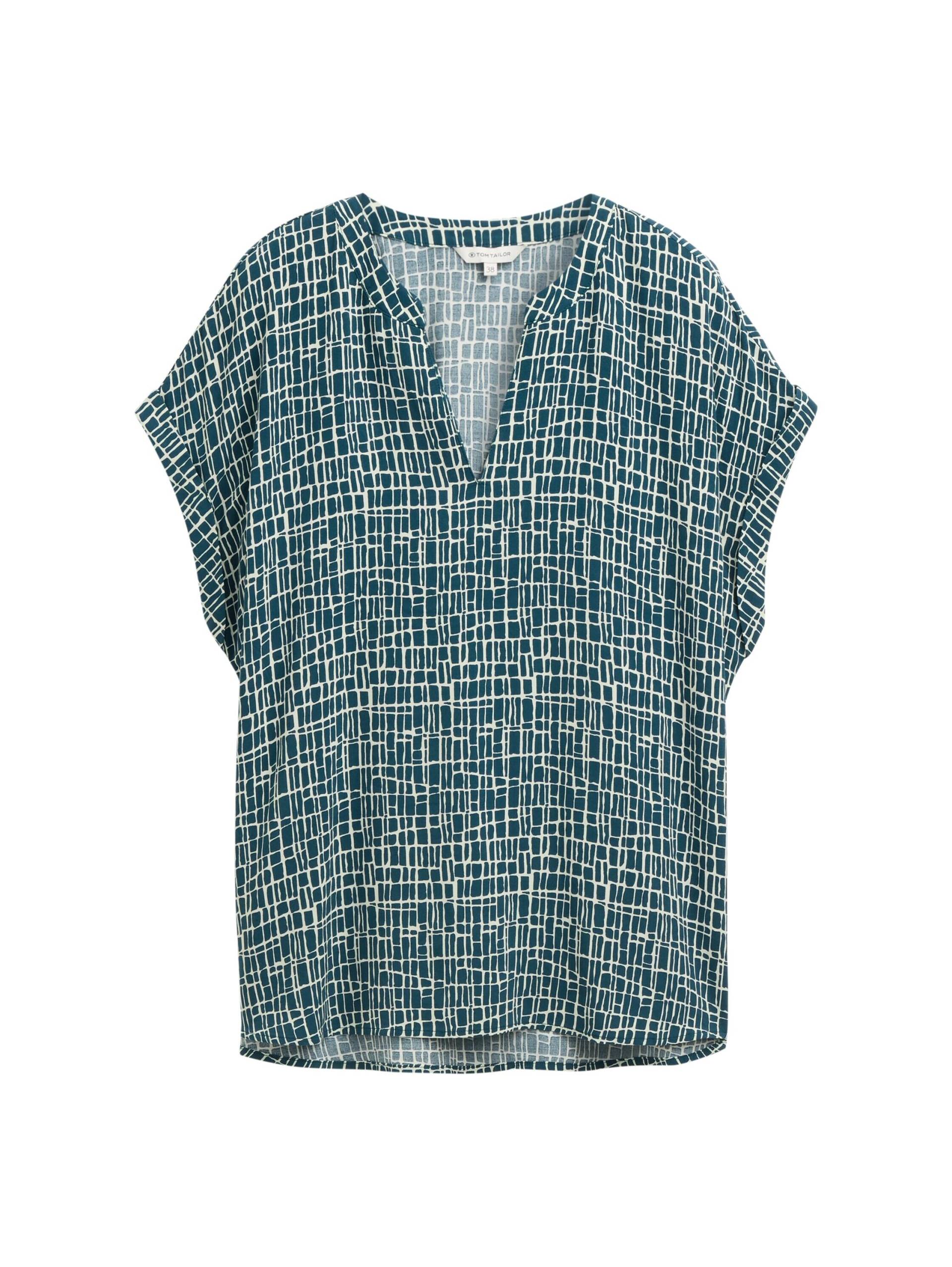 Tom Tailor - Loose Fit Bluse abstract tel green grid design - Gr. - 36 von Tom Tailor