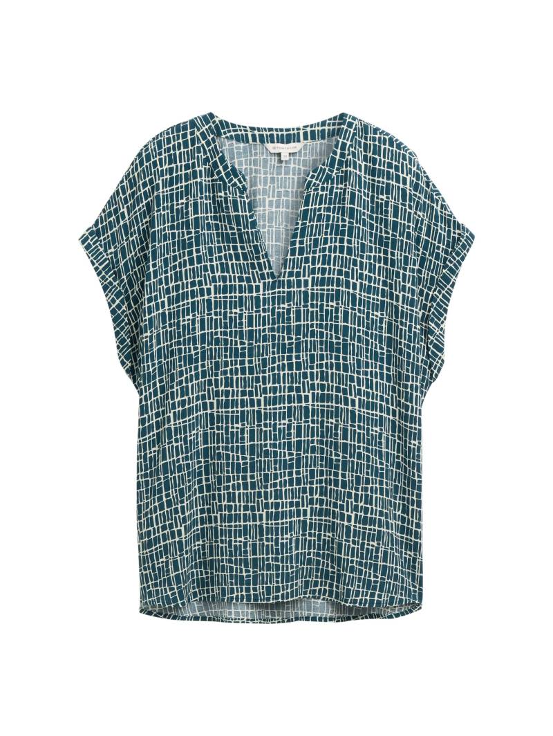 Tom Tailor - Loose Fit Bluse abstract tel green grid design - Gr. - 36 von Tom Tailor