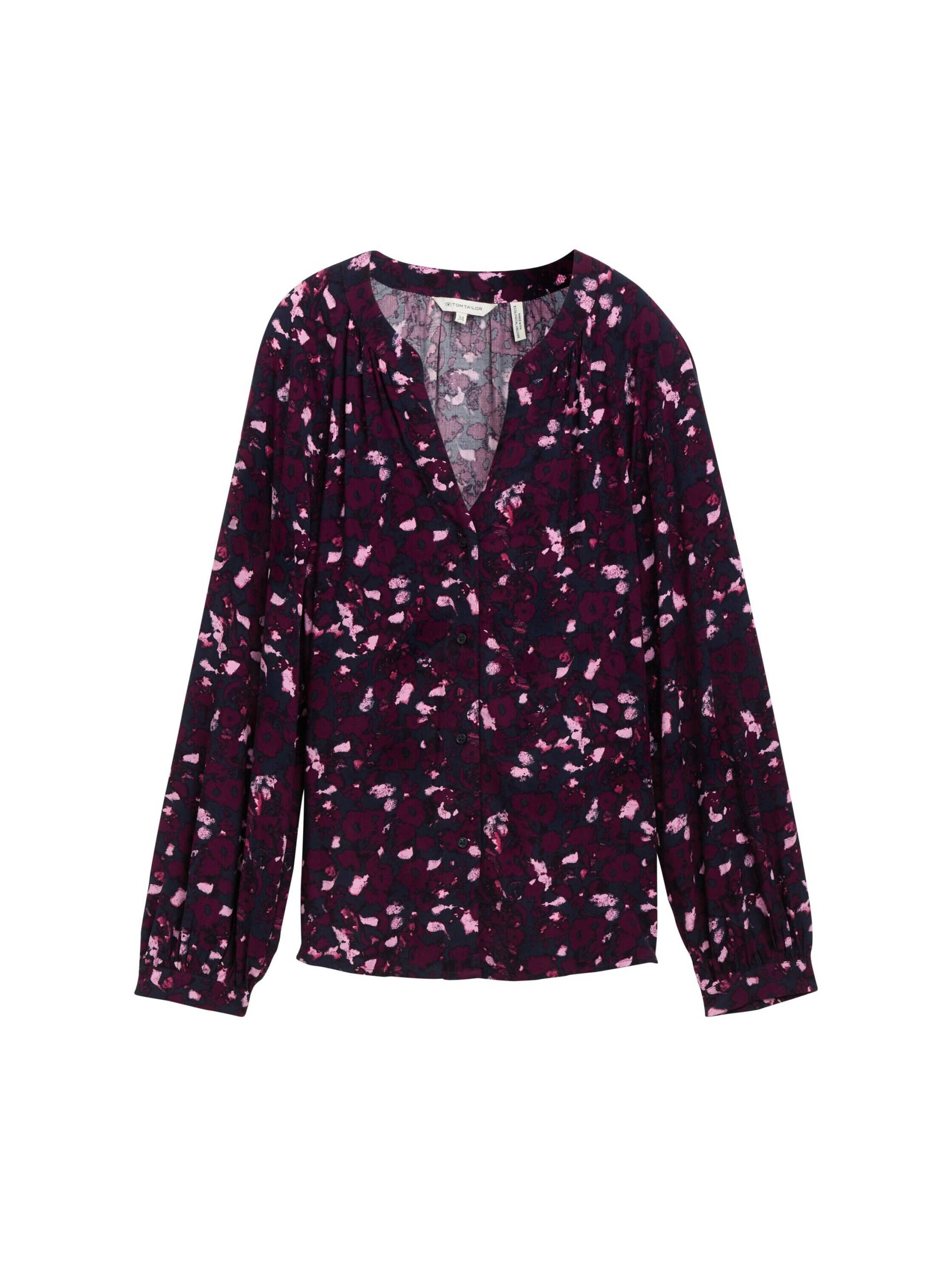 Tom Tailor - Loose Fit Bluse aus Viskose berry autumn floral design - Gr. - 38 von Tom Tailor