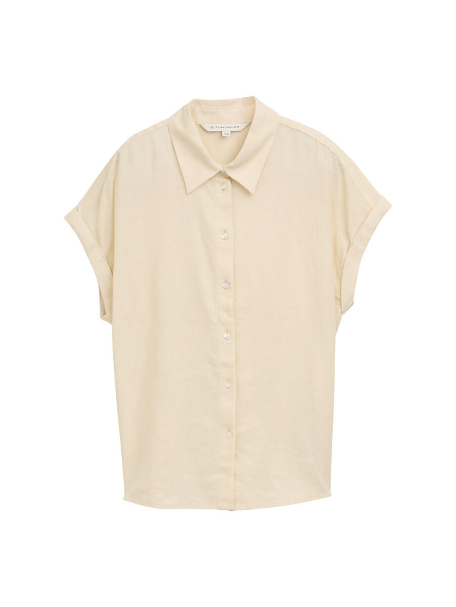 Tom Tailor - Loose Fit Bluse mit Leinenanteil beige - Gr. - 34 von Tom Tailor