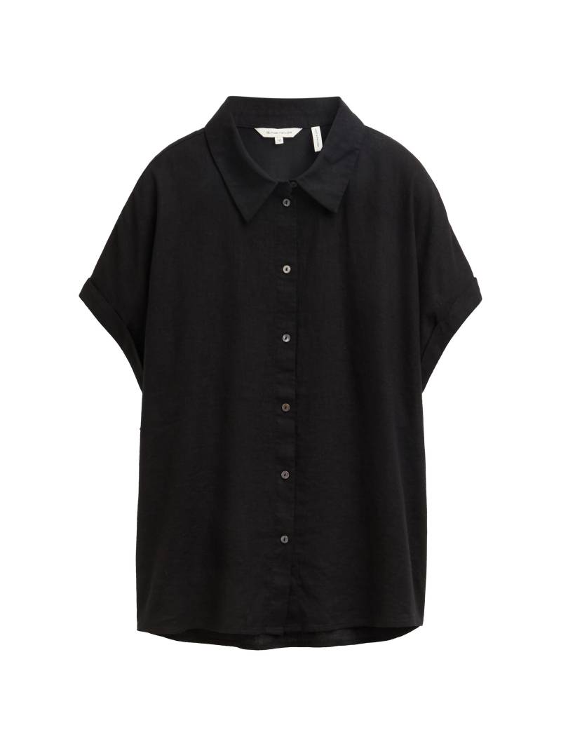 Tom Tailor - Loose Fit Bluse mit Leinenanteil deep black - Gr. - 38 von Tom Tailor