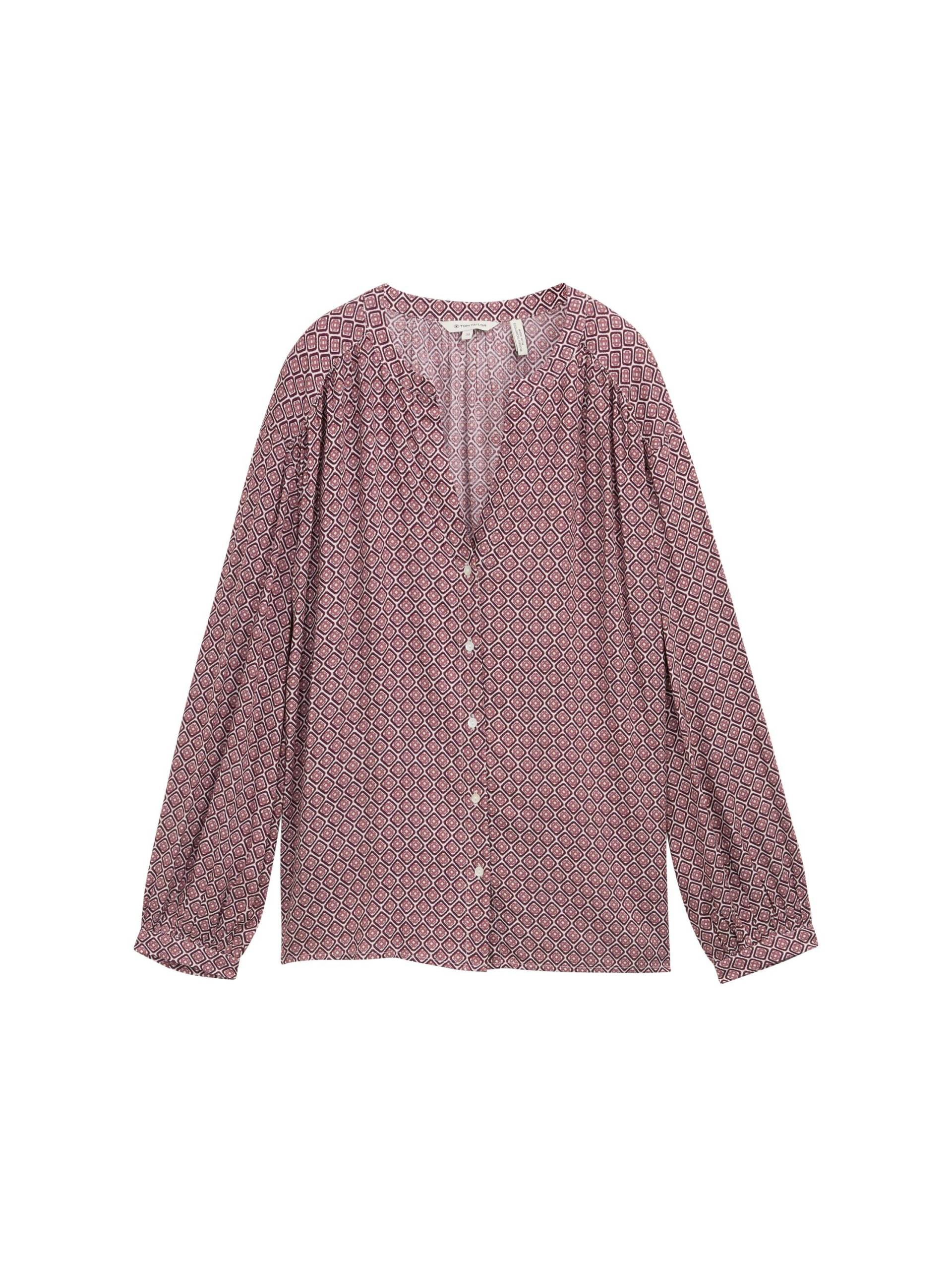 Tom Tailor - Loose Fit Bluse mit Muster red geometric minimal design - Gr. - 46 von Tom Tailor