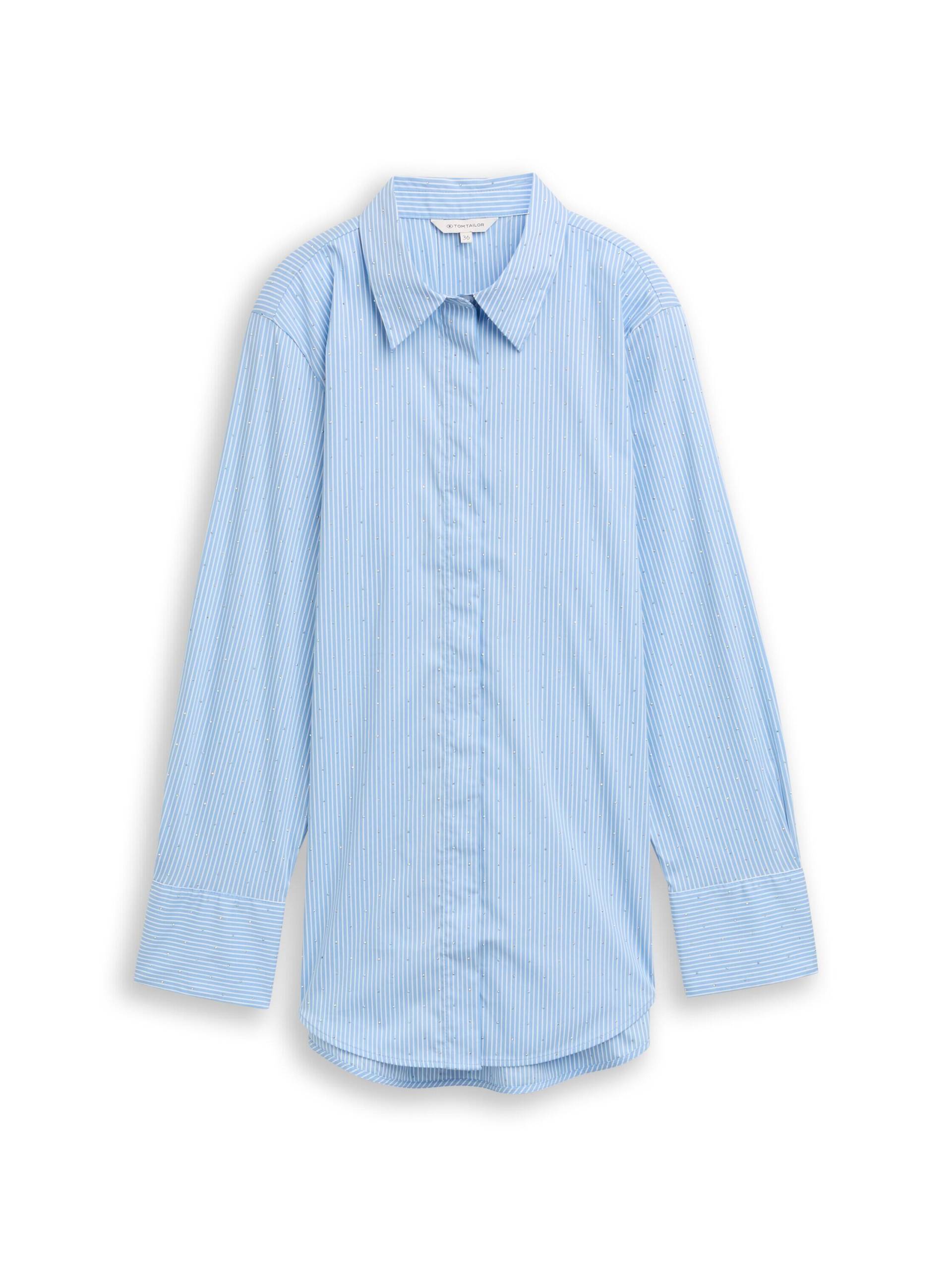 Tom Tailor - Loose Fit Bluse mit Strasssteinen blue stripe with stones - Gr. - 36 von Tom Tailor