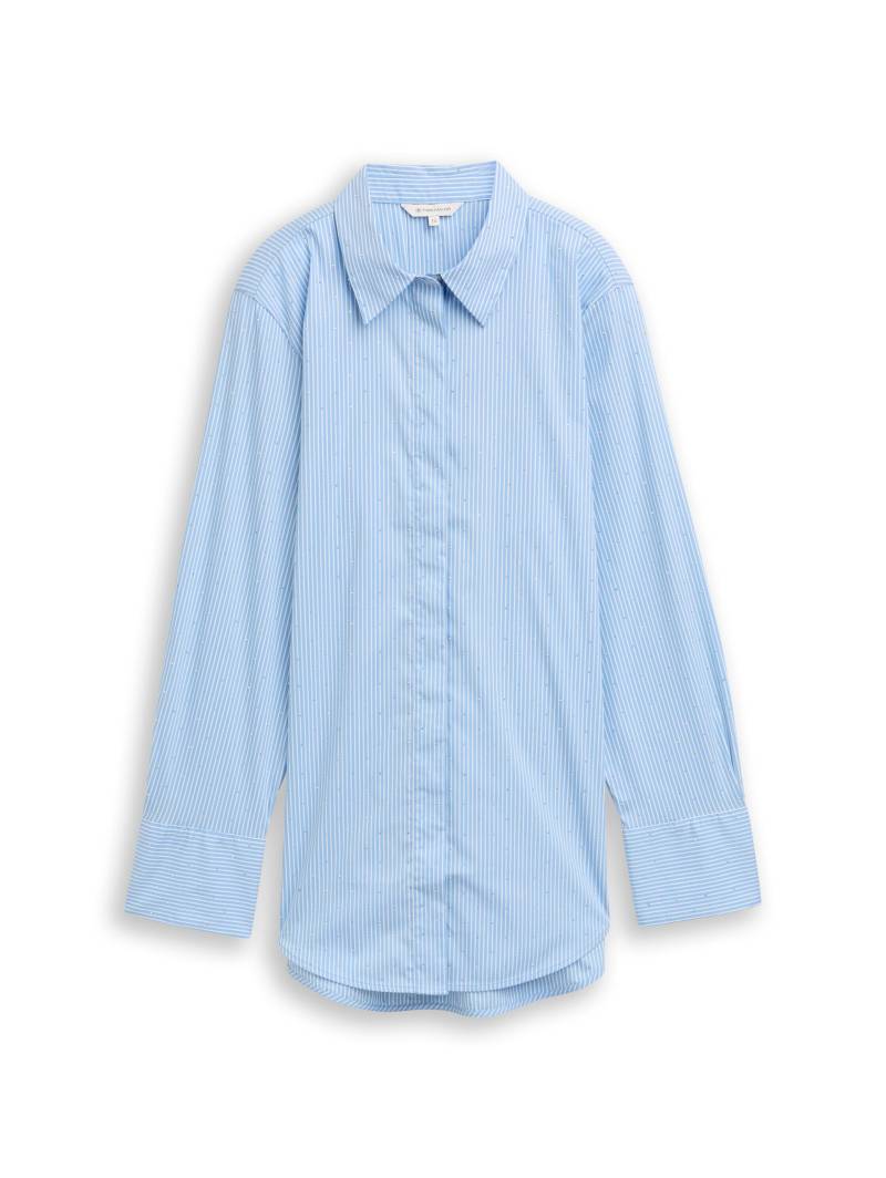 Tom Tailor - Loose Fit Bluse mit Strasssteinen blue stripe with stones - Gr. - 44 von Tom Tailor