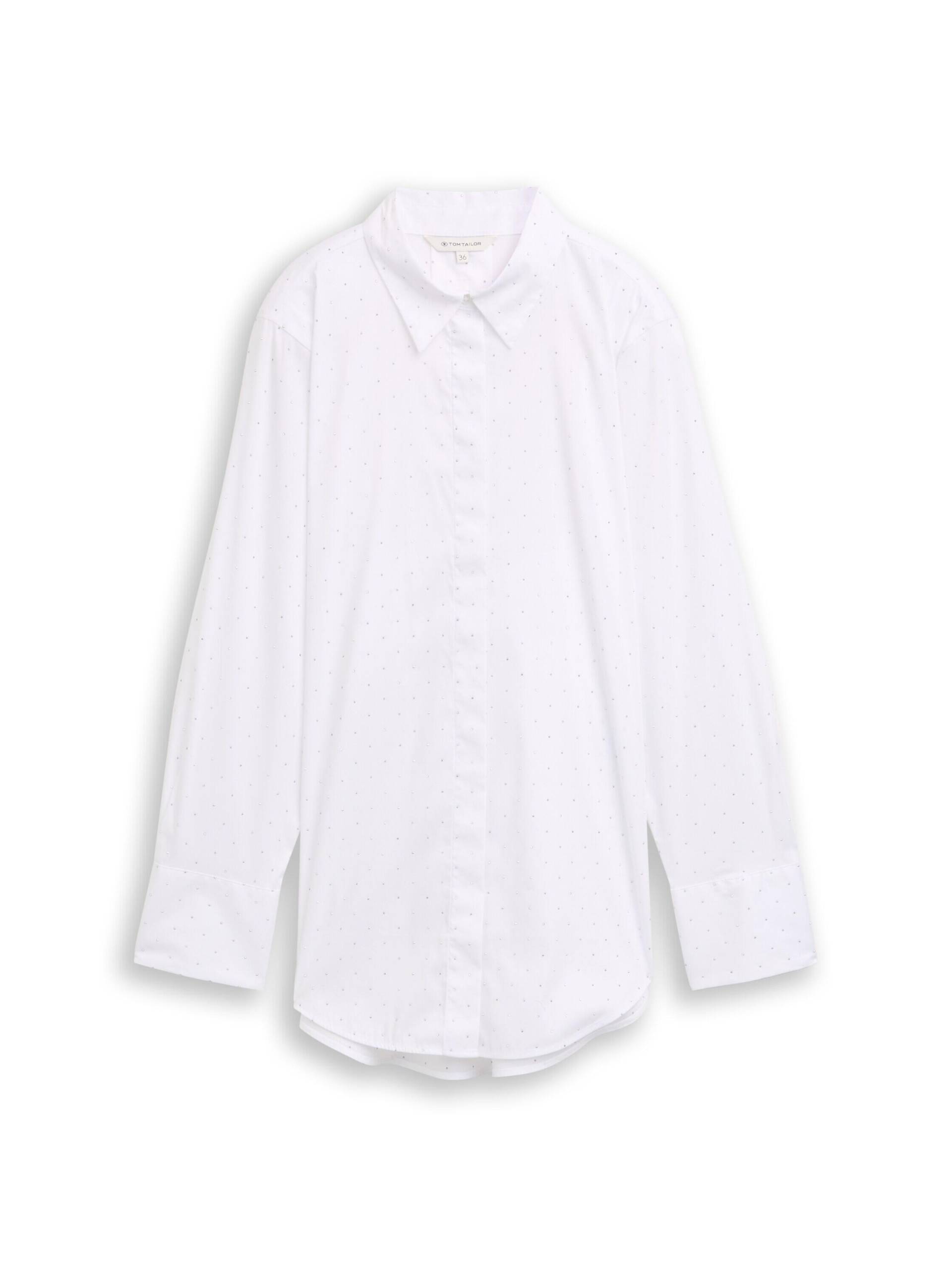 Tom Tailor - Loose Fit Bluse mit Strasssteinen stones on solid - Gr. - 38 von Tom Tailor