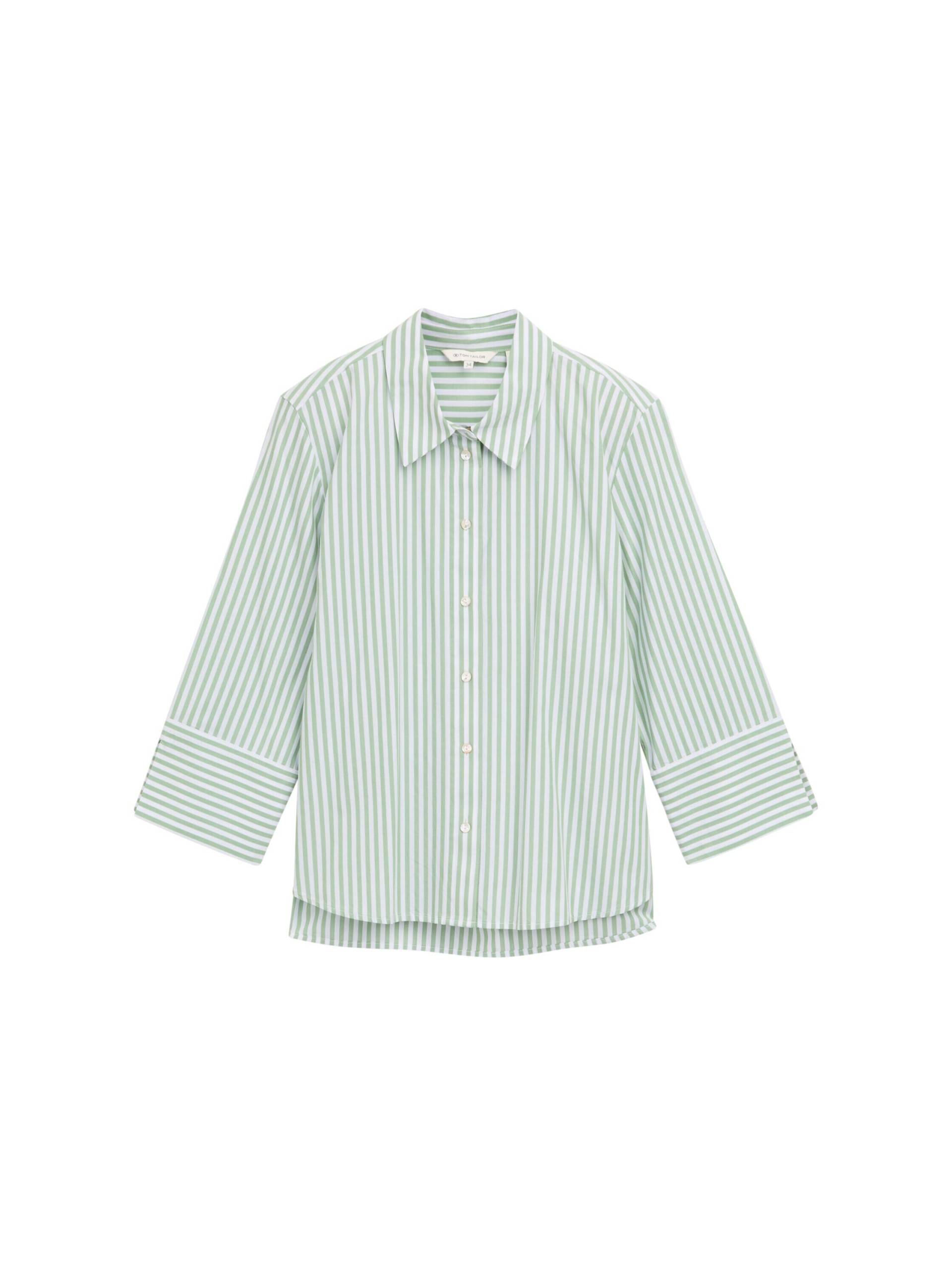 Tom Tailor - Loose Fit Bluse mit Streifenmuster mid green white stripe - Gr. - 40 von Tom Tailor