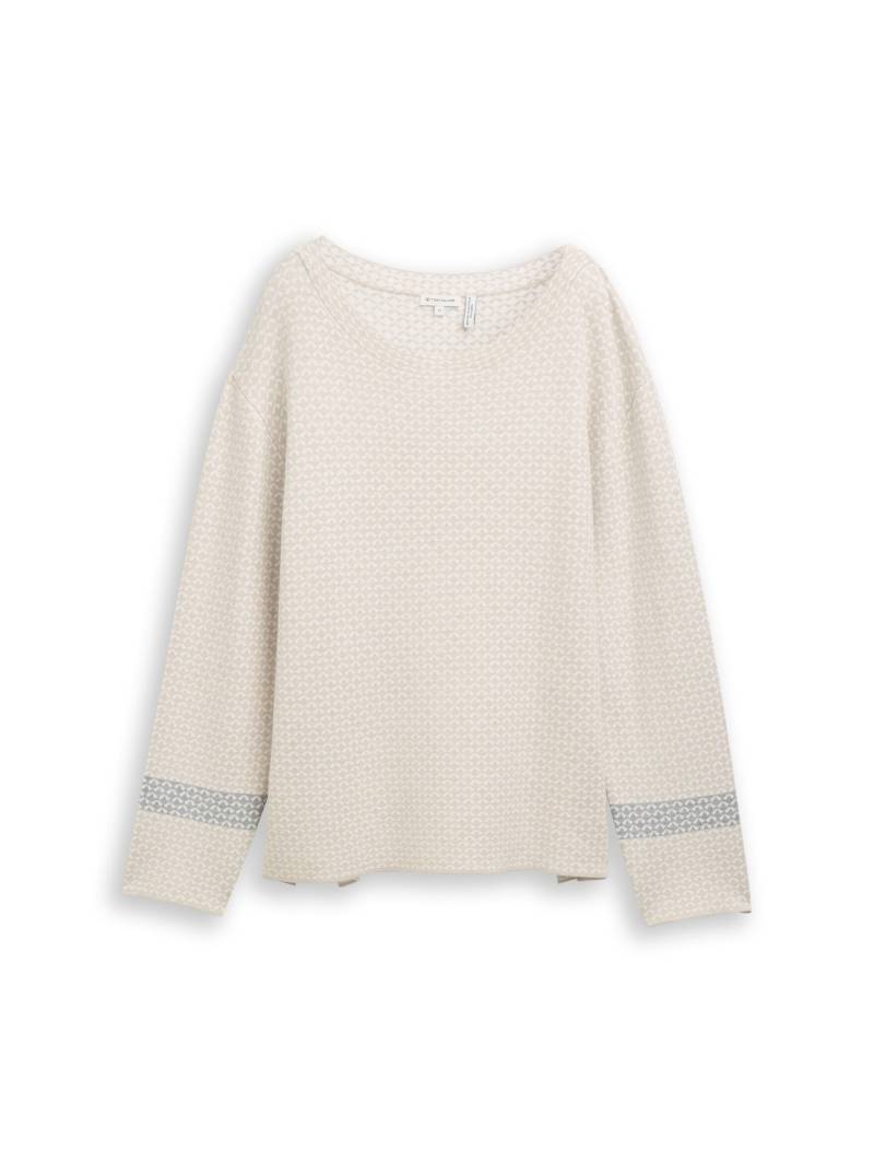 Tom Tailor - Loose Fit Jacquard Strickpullover mini argyle on beige melange - Gr. - XL von Tom Tailor
