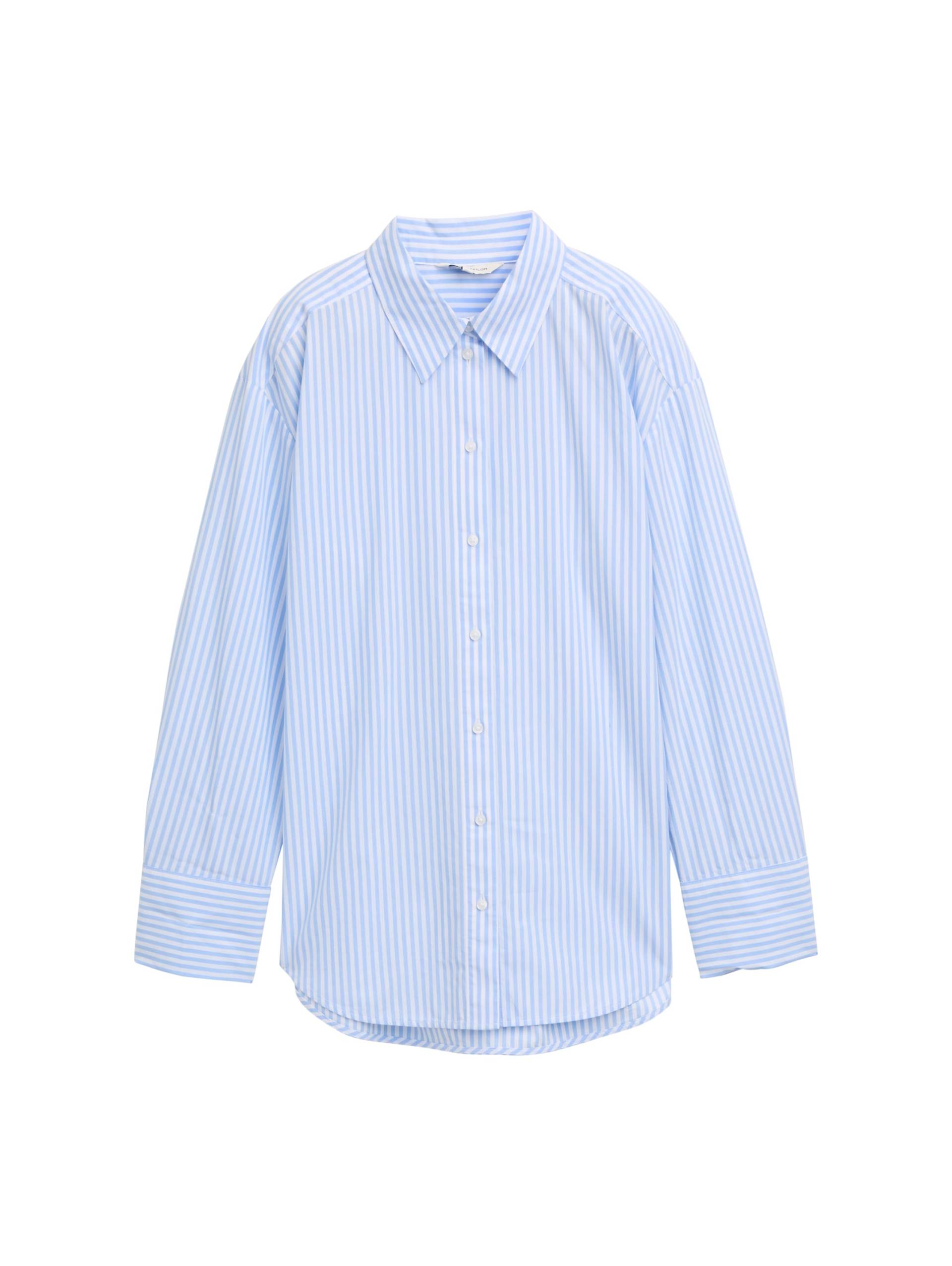 Tom Tailor - Loose Fit Popeline Hemdbluse dreamy blue white small stripe - Gr. - 38 von Tom Tailor
