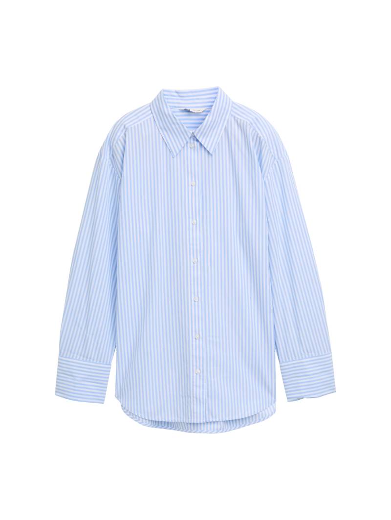 Tom Tailor - Loose Fit Popeline Hemdbluse dreamy blue white small stripe - Gr. - 44 von Tom Tailor