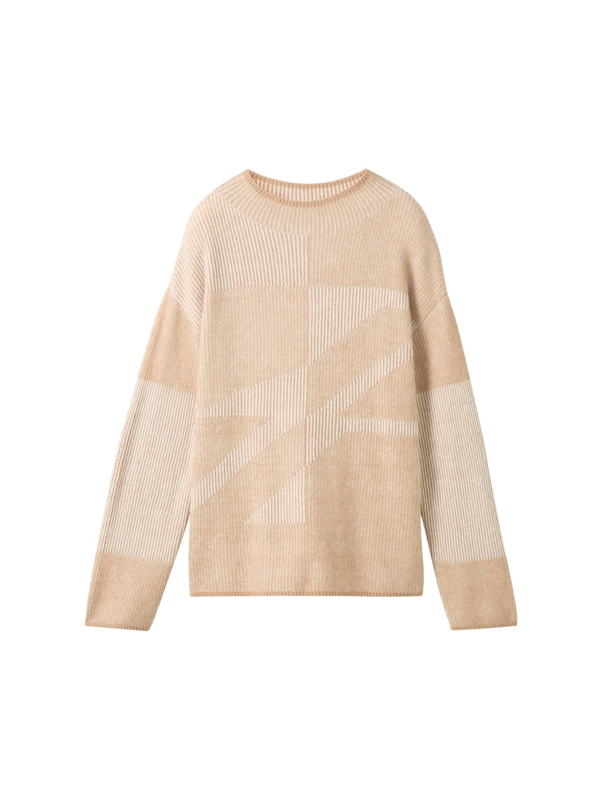 Tom Tailor - Loose Fit Ripp Strickpullover mit Muster beige plaited structure knit - Gr. - XXL von Tom Tailor